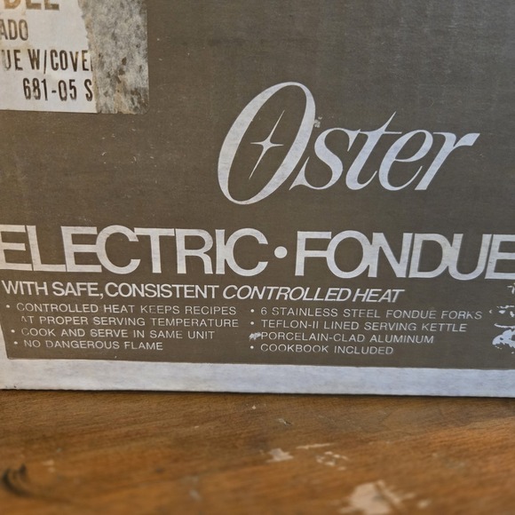 Oster Electric Fondue Warmer Hot Plate Avocado Green MCM Vintage Tested W/ Forks - Picture 3 of 16